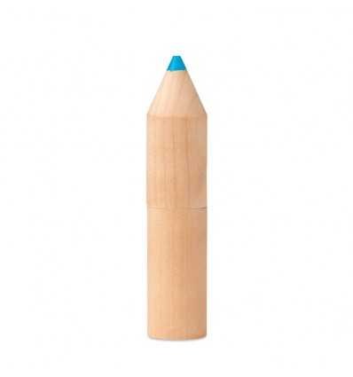 Estuche de madera con forma de lápiz con 6 lápices personalizado Color Madera
