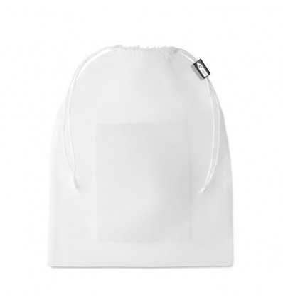 Bolsa rejilla para comida de RPET con bolsillo personalizada Color Blanco