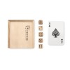 Cartas y dados con caja madera personalizada Color Madera