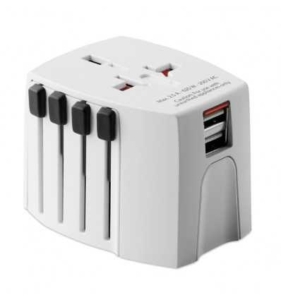 Adaptador compacto SKROSS con USB publicitario Color Blanco