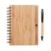 Cuaderno con tapa y bolígrafo de bambú barato