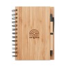 Cuaderno con tapa y bolígrafo de bambú para publicidad