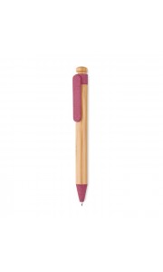 Bolígrafo de bambú con clip de color