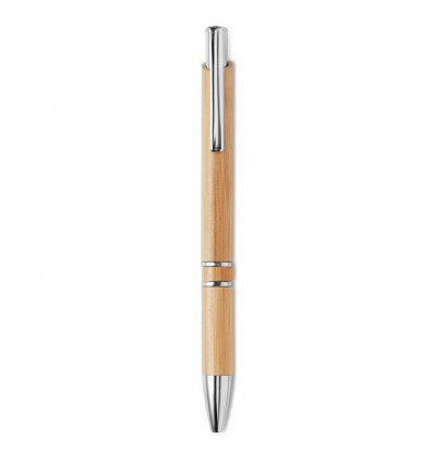 Bolígrafo bambú con pulsador de aluminio personalizado Color Madera