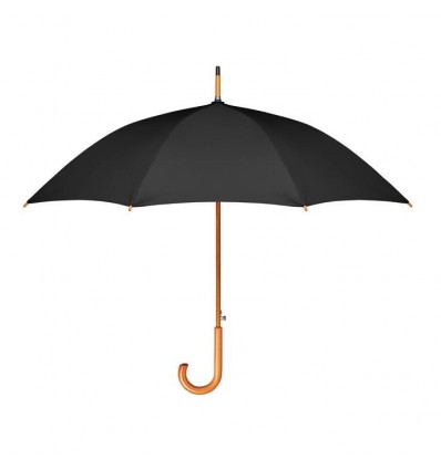 Paraguas RPET con mango madera personalizado Color Negro