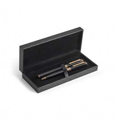 Set de bolígrafo y roller de metal con baño de oro personalizado Color Dorado
