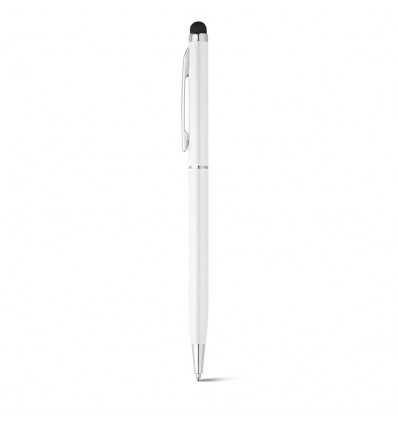 Bolígrafo de aluminio con clip y puntero táctil barato Color Blanco