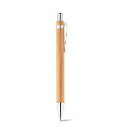 Bolígrafo de bambú con clip Libora personalizado Color Natural