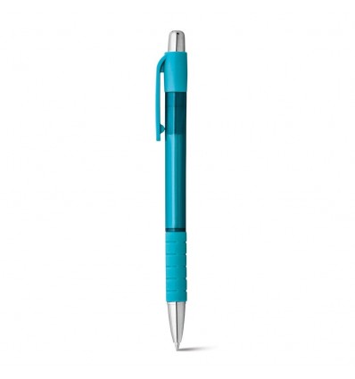 Bolígrafo antideslizante con cuerpo transparente para publicidad Color Azul claro