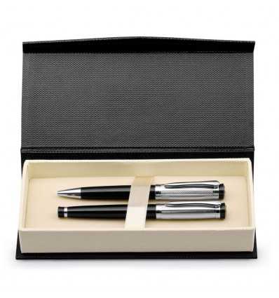 Roller y bolígrafo metálicos con caja de regalo personalizado Color Cromado