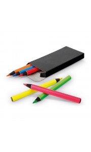 Caja con 6 lápices fluorescentes de madera de colores