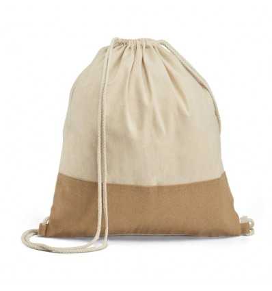 Mochila saco de algodón con detalle de yute personalizada Color Natural