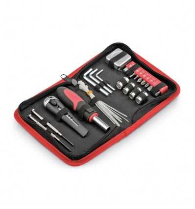 Set de herramientas con bolsa de poliéster personalizado Color Rojo
