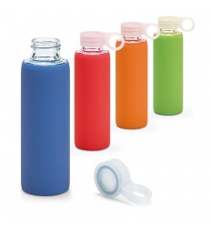 Botella de cristal con funda de silicona 380 ml publicitaria