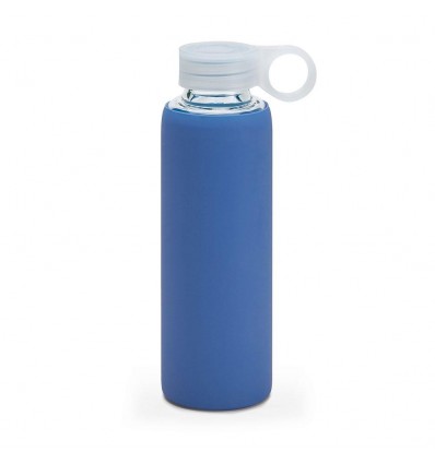 Botella de cristal con funda de silicona 380 ml personalizada Color Azul
