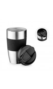 Vaso doble pared inox con antideslizante y tapa 410 ml