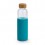 Botella cristal con tapa bambú y funda silicona 600 ml barata Color Azul claro