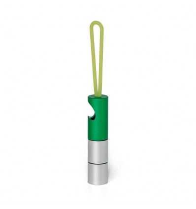 Linterna de aluminio con abridor y correa de silicona barata Color Verde