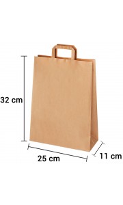 Bolsa de papel kraft marrón con asa plana de 25x11x32 cm