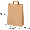 Bolsa de papel kraft marrón con asa plana de 25x15x32 cm personalizada