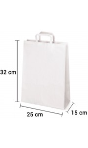 Bolsa de papel blanco con asa plana de 25x15x32 cm
