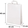 Bolsa de papel blanca con asa plana de 32x12x40 cm personalizada