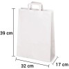 Bolsa de papel blanca con asa plana de 32x17x39 cm personalizada
