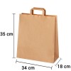 Bolsa de papel kraft marrón con asa plana de 34x18x35 cm personalizada