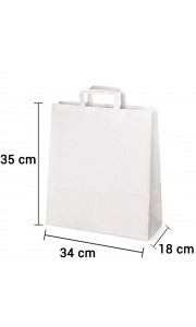 Bolsa de papel blanco con asa plana de 34x18x35 cm