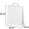 Bolsa de papel blanca con asa plana de 34x18x35 cm personalizada