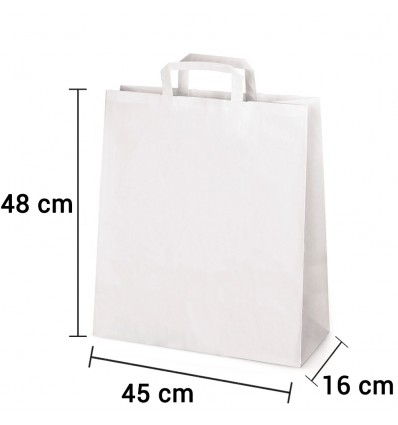 Bolsa de Papel Blanca con asa plana de 45x16x48 cm personalizada