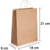 Bolsa de papel kraft marrón con asa rizada de 18x8x21 cm personalizada