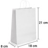 Bolsa de papel blanco con asa rizada de 18x8x21 cm personalizada