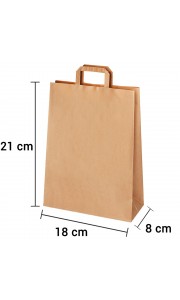 Bolsa de papel kraft marrón con asa plana de 18x8x21 cm