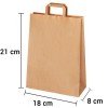 Bolsa de papel kraft marrón con asa plana de 18x8x21 cm personalizada
