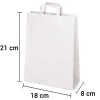 Bolsa de papel blanco con asa plana de 18x8x21 cm personalizada