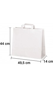 Bolsa de papel blanco con asa plana de 49,5x14x44 cm
