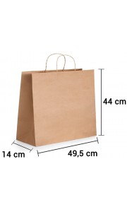 Bolsa de papel kraft marrón con asa rizada de 49,5x14x44 cm