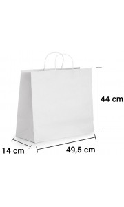 Bolsa de papel blanco con asa rizada de 49,5x14x44 cm