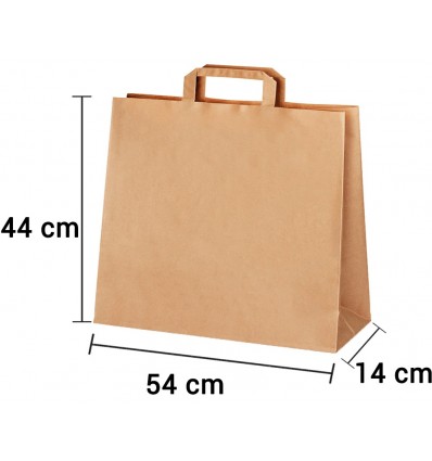 Bolsa de papel kraft marrón con asa plana de 54x14x44 cm personalizada
