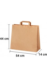 Bolsa de papel kraft marrón con asa plana de 54x14x44 cm