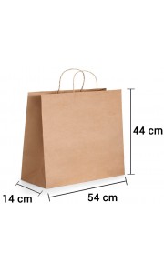 Bolsa de papel kraft marrón con asa rizada de 54x14x44 cm