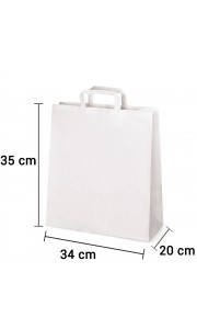 Bolsa de papel blanco con asa plana de 34x20x35 cm