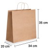 Bolsa de papel kraft marrón con asa rizada de 34x20x35 cm personalizada