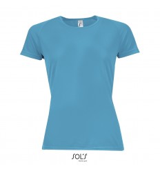 Camiseta mujer transpirable para deporte Sol's Sporty 140 personalizada Color Agua Vista Frontal