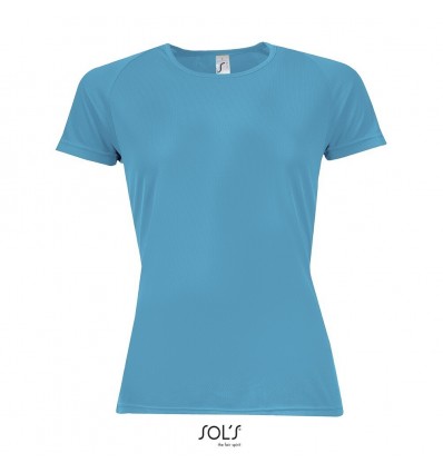 Camiseta mujer transpirable para deporte Sol's Sporty 140 personalizada Color Agua Vista Frontal