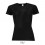 Camiseta mujer transpirable para deporte Sol's Sporty 140 barata Color Negro/Negro Opaco Vista Frontal