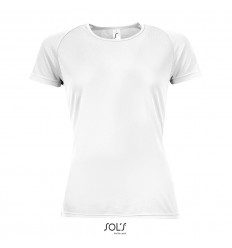Camiseta blanca mujer transpirable para deporte Sol's Sporty 140 publicitaria Color Blanco Vista Frontal