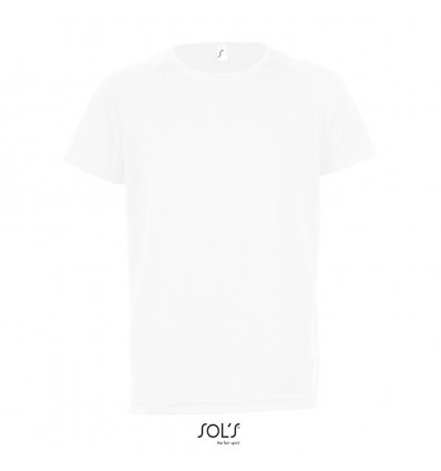 Camiseta blanca niño transpirable para deporte Sol's Sporty 140 publicitaria Color Blanco Vista Frontal