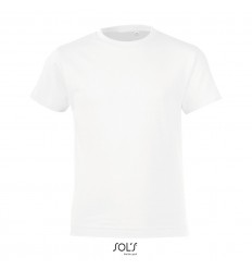 Camiseta blanca para niños 100% algodón Sol's Regent Fit 150 con logo Color Blanco Vista Frontal